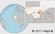 Gray Location Map of Yangasso, highlighted country, highlighted parent region