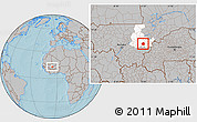 Gray Location Map of Yangasso, highlighted grandparent region, hill shading