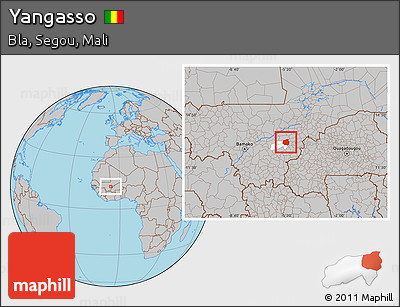 Gray Location Map of Yangasso, highlighted parent region