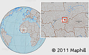 Gray Location Map of Yangasso, highlighted parent region, hill shading