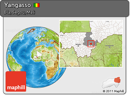 Physical Location Map of Yangasso, highlighted country, highlighted grandparent region
