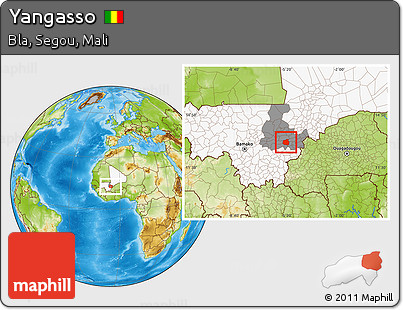 Physical Location Map of Yangasso, highlighted country, highlighted grandparent region