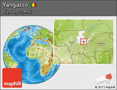 Physical Location Map of Yangasso, highlighted grandparent region