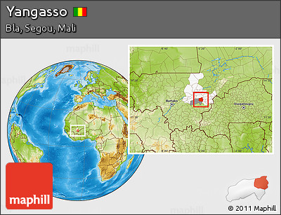 Physical Location Map of Yangasso, highlighted parent region, highlighted grandparent region