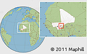 Savanna Style Location Map of Yangasso, highlighted country, highlighted parent region, within the entire country
