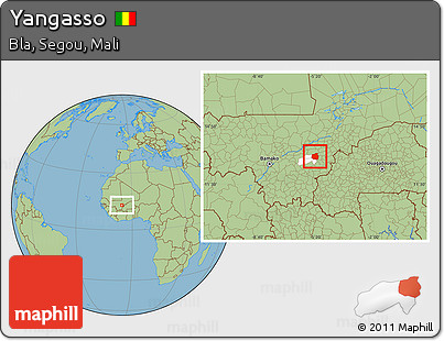 Savanna Style Location Map of Yangasso, highlighted parent region
