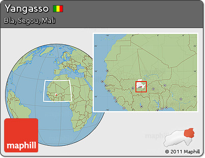 Savanna Style Location Map of Yangasso, highlighted parent region, highlighted grandparent region, within the entire country