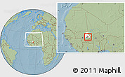 Savanna Style Location Map of Yangasso, highlighted parent region, highlighted grandparent region, within the entire country, hill shading