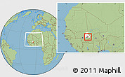 Savanna Style Location Map of Yangasso, highlighted parent region, highlighted grandparent region, within the entire country