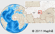 Shaded Relief Location Map of Yangasso, highlighted country, highlighted parent region