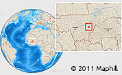 Shaded Relief Location Map of Yangasso, highlighted parent region