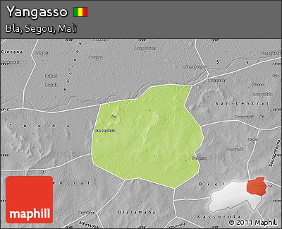 Physical Map of Yangasso, desaturated