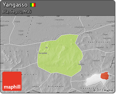 Physical Map of Yangasso, desaturated