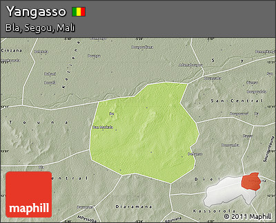 Physical Map of Yangasso, semi-desaturated