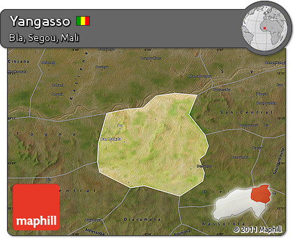 Satellite Map of Yangasso, darken