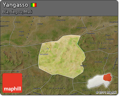 Satellite Map of Yangasso, darken