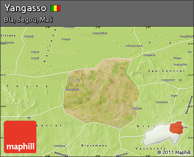 Satellite Map of Yangasso, physical outside