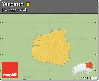 Savanna Style Map of Yangasso, single color outside