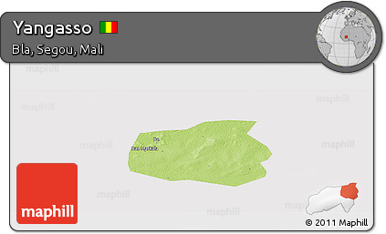 Physical Panoramic Map of Yangasso, cropped outside