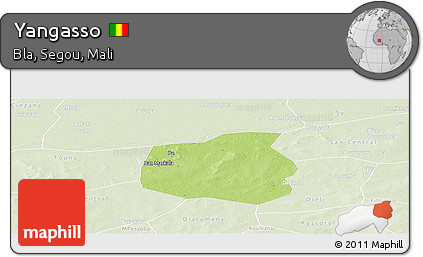 Physical Panoramic Map of Yangasso, lighten