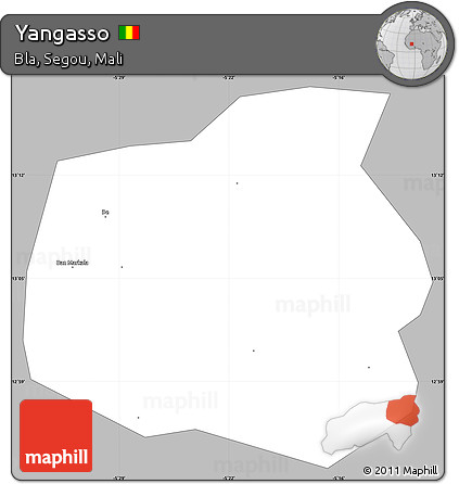 Gray Simple Map of Yangasso, single color outside