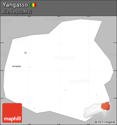 Gray Simple Map of Yangasso, single color outside