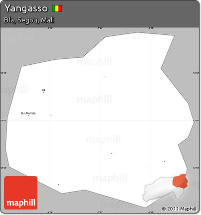 Gray Simple Map of Yangasso, single color outside