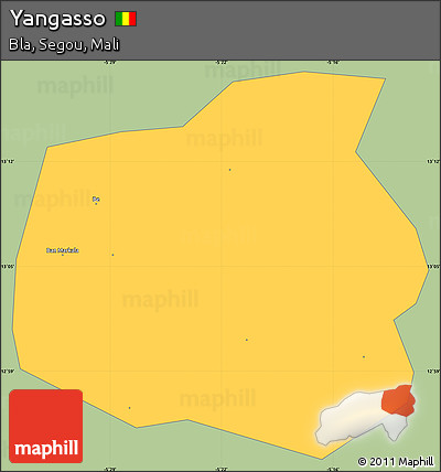 Savanna Style Simple Map of Yangasso, single color outside
