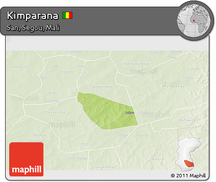 Physical 3D Map of Kimparana, lighten