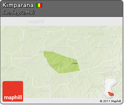 Physical 3D Map of Kimparana, lighten