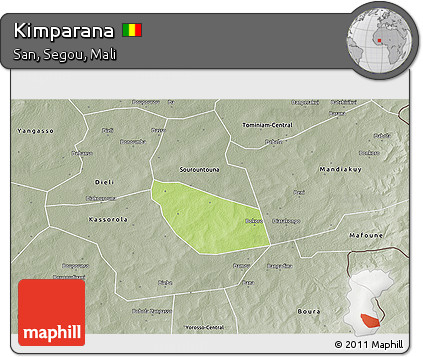 Physical 3D Map of Kimparana, semi-desaturated