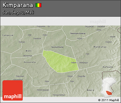 Physical 3D Map of Kimparana, semi-desaturated