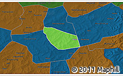 Political 3D Map of Kimparana, darken