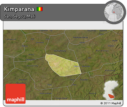 Satellite 3D Map of Kimparana, darken