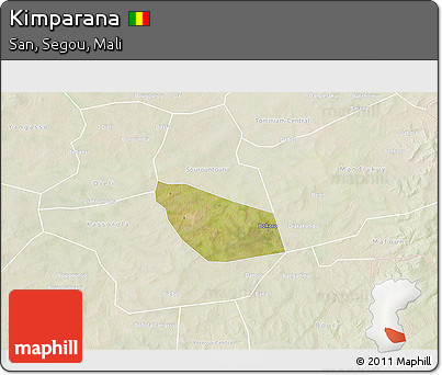 Satellite 3D Map of Kimparana, lighten