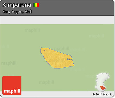 Savanna Style 3D Map of Kimparana, single color outside