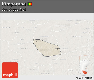 Shaded Relief 3D Map of Kimparana, lighten