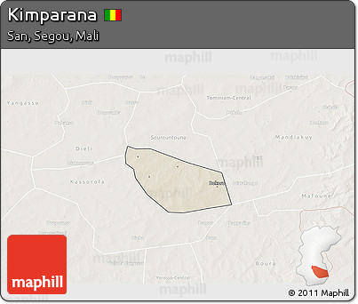 Shaded Relief 3D Map of Kimparana, lighten