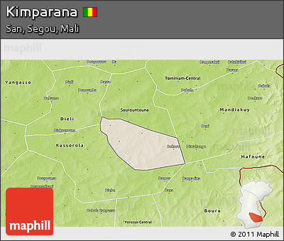 Shaded Relief 3D Map of Kimparana, physical outside