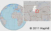 Gray Location Map of Kimparana, highlighted parent region, highlighted grandparent region, hill shading
