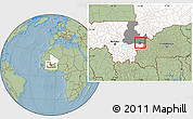 Savanna Style Location Map of Kimparana, highlighted country, highlighted grandparent region, hill shading