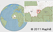 Savanna Style Location Map of Kimparana, highlighted country, highlighted parent region, hill shading