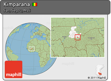 Savanna Style Location Map of Kimparana, highlighted grandparent region