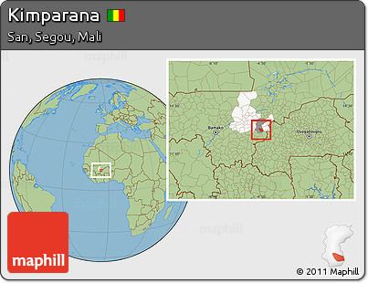 Savanna Style Location Map of Kimparana, highlighted parent region, highlighted grandparent region