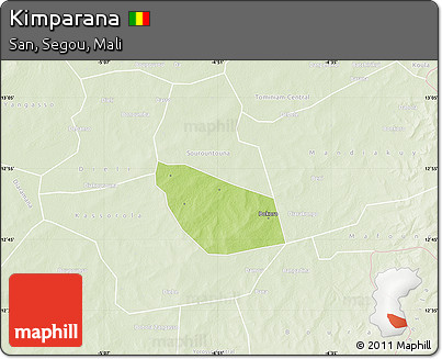 Physical Map of Kimparana, lighten