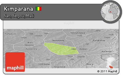 Physical Panoramic Map of Kimparana, desaturated
