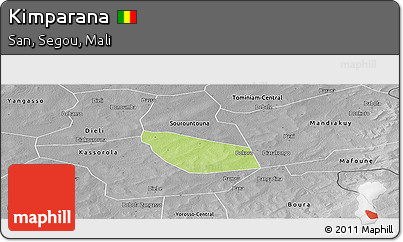 Physical Panoramic Map of Kimparana, desaturated
