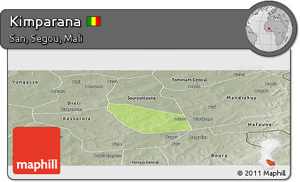 Physical Panoramic Map of Kimparana, semi-desaturated