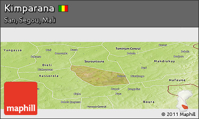 Satellite Panoramic Map of Kimparana, physical outside