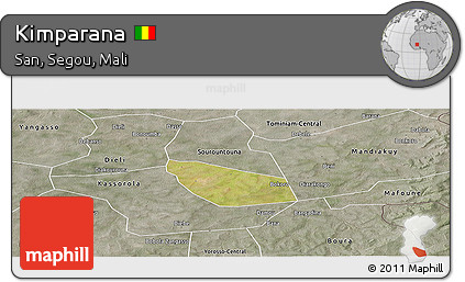 Satellite Panoramic Map of Kimparana, semi-desaturated